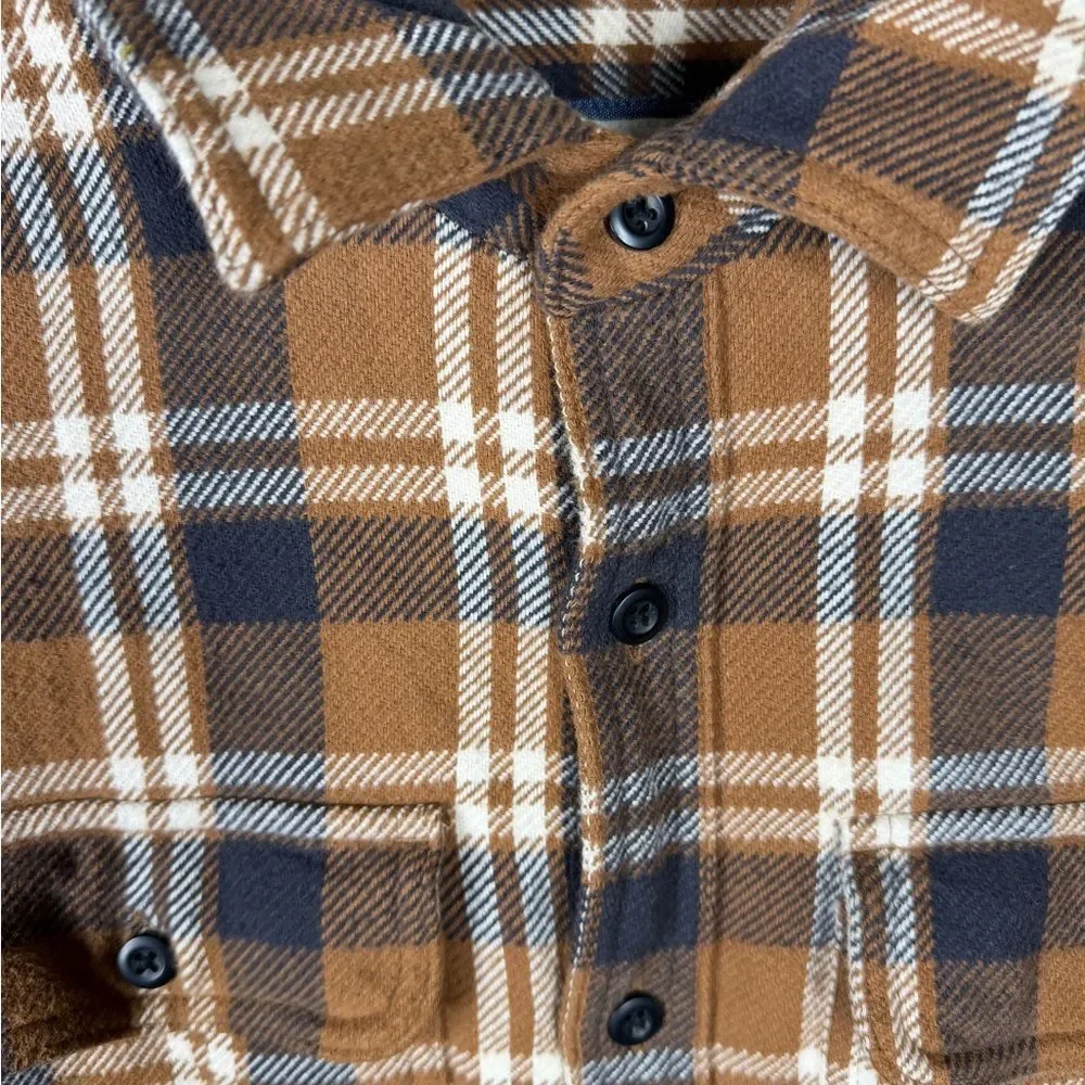 American Eagle Outfitters Brown and Navy Plaid Button-Down Shirt